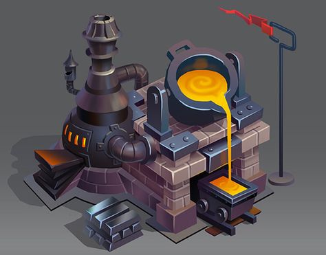 Steampunk Building, Casual Steampunk, Idle Game, Props Concept, Cartoon House, Casual Art, Digital Marketing Design, Heroes Of The Storm, Isometric Art