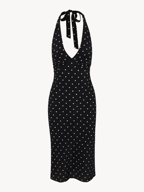 Realisation Par Polka Dot Dress, Realisation Par Dress, Cinema Outfit, Polka Dot Outfit, Sadies Dress, Corporate Fashion, Spotted Dress, Realisation Par, Halter Midi Dress