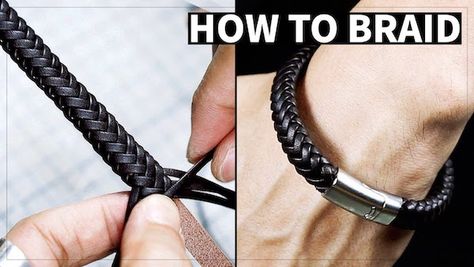 Unisex 8 Strand Braided Leather Bracelet Tutorial and Leather Bag Patterns by HahnsAtelier - The Beading Gem's Journal I Love You Morse Code Bracelet Diy, Diy Braided Keychain Ideas, Paracord Leather Bracelet, Leather Braiding Techniques, Braided Leather Bracelet Tutorial, How To Braid Rope, Braided Leather Bracelet Diy, Mens Bracelet Diy, Cord Bracelet Diy