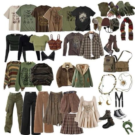 Therian Clothes, Grunge Cottagecore Outfits, Goblin Core Outfit, Forest Outfit, Goblincore Outfits, Peony Aesthetic, Fairy Grunge Style, Goblincore Aesthetic, Grandpa Core