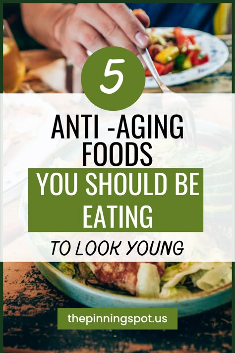 Here are the best anti aging foods to eat to look younger. These anti aging foods help boost collagen with then helps tighten your skin.  So you want to look young or you want to have younger looking skin, then these ant aging foods will do the trick. And not only are they tasty but they're also healthy. Additionally, you'll find anti aging food recipes that you can use to create different anti aging foods. This post is the most comprehensive post you'll find on anti aging foods so click to read Food For Younger Looking Skin, Anti Aging Foods Skin, Anti Wrinkle Foods, Anti Aging Smoothie Glowing Skin, Collagen Foods, Food For Skin Health Anti Aging, Anti Aging Foods, Foods For Healthy Skin, Skin Diet