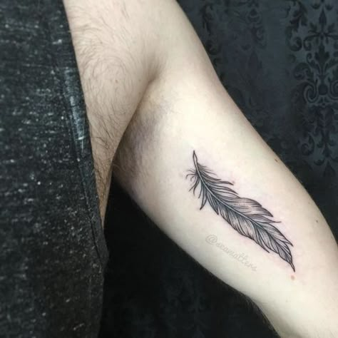 Upper Inner Arm Feather Tattoo Quill Tattoo Men, Tattoo Ideas Indian, Feather Tattoo For Men, Feather Tattoo Ideas, Single Tattoo, Feather Tattoo Wrist, Different Styles Of Tattoos, Feather Tattoo Meaning, Tiny Bird Tattoos