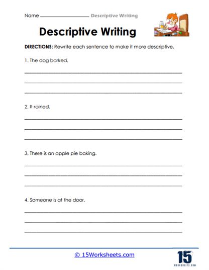 Descriptive Writing #8 Worksheet - 15 Worksheets.com Descriptive Writing Worksheet, Reading Comprehension Passages Free, Descriptive Writing Activities, Creative Writing Worksheets, Descriptive Text, Research Paper Introduction, 2023 School, Writing Practice Worksheets, Academic Writing Services