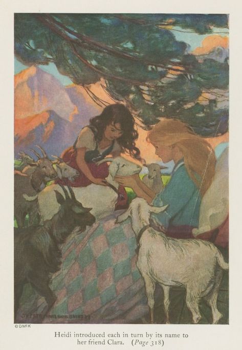 Heidi introduced each in turn by its name to her friend Clara. - NYPL Digital Collections Pagan Drawings, Heidi Aesthetic, Heidi Book, Jessie Willcox Smith, Johanna Spyri, Book Obsession, Children's Stories, Ski House, Roses Drawing