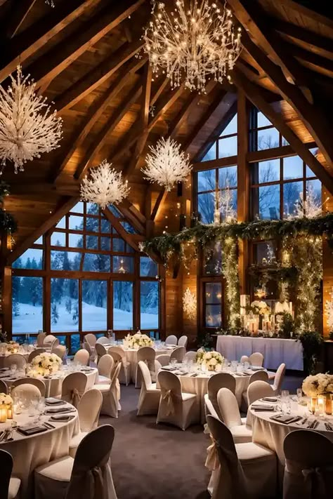 Winter Wedding Aesthetic / Blog | Wedding Outline December Wedding Theme Ideas, Park City Wedding Winter, Winter Dark Wedding, Rustic Winter Wedding Dress, Dreamy Winter Wedding, Christmas Mountain Wedding, Simple December Wedding, Greenhouse Winter Wedding, Winter Wedding Venues Outdoor