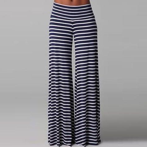 <link href="https://ldzt-media.oss-us-west-1.aliyuncs.com/css/sitetable.css" type="text/css" rel="stylesheet" >Bell-bottom style pants are more and more popular,this pant with striped design can make you looked taller and slimmer and wear bell-bottom is cool,you can wear it at your daily life,whi... Striped Wide Leg Trousers, Fresh Fashion, Stripe Pants, Casual Wide Leg Pants, Bell Bottom Pants, Style Pants, Loose Pants, Striped Pants, Dream Clothes