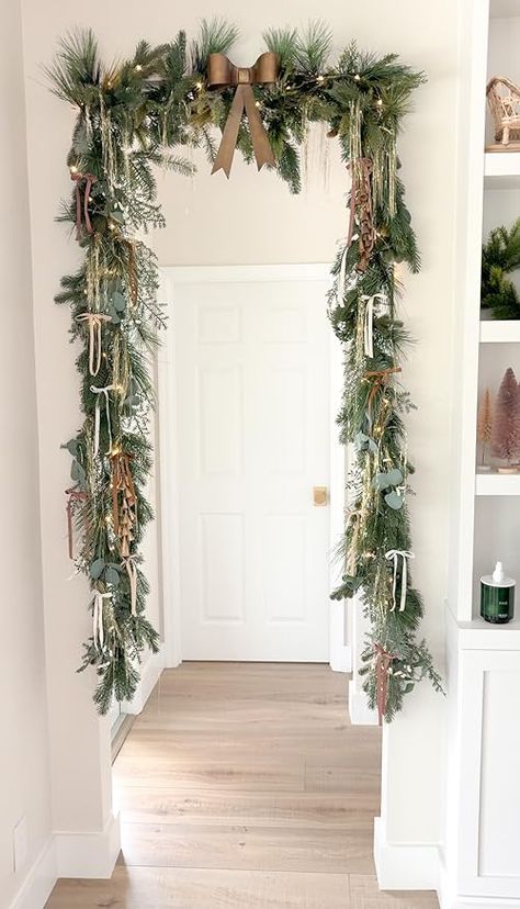 Stephanie Hanna Amazon Finds's Amazon Page Garland Hack, Navidad Natural, Cozy Christmas Decor, Christmas Apartment, Neutral Christmas Decor, Christmas Decor Inspiration, Christmas Interiors, Tension Rod, Navidad Diy