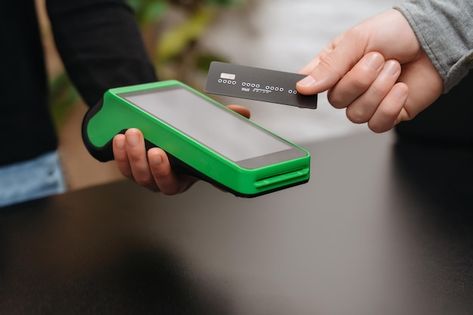 Photo contactless payment with credit ca... | Premium Photo #Freepik #photo #payment-terminal #credit-card-machine #card-machine #contactless-payment Credit Card Poster, Contactless Payment, Nfc Card, Credit Card Terminal, Credit Card Machine, Card Machine, Product Shoot, Travel Money, Work Design