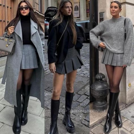 Black Outfit Black Women, All Black Outfit Black Women, Women Black Outfit, Black Outfit For Women, Mantel Outfit, Rok Outfit, Winter Skirt Outfit, Europe Outfits, Winter Fashion Outfits Casual