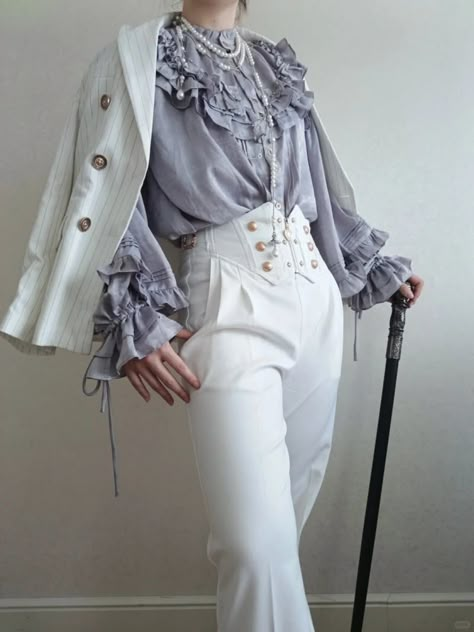 Hanami Aesthetic, Bladesinger Dnd, Fancy Trousers, Ouji Style, Ouji Fashion, Suit Design, Fantasy Dress, Fancy Outfits, Harajuku Fashion