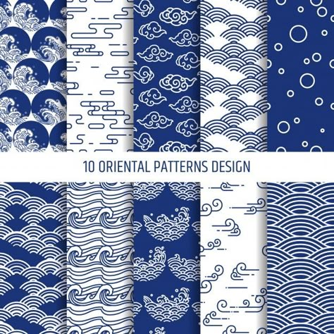 Oriental patterns illustration set.edita... | Premium Vector #Freepik #vector #vintage #abstract #water #texture Culture Wallpaper, Cover Scrapbook, Background Clouds, China Traditional, Patterns Illustration, Background Backdrop, 타이포그래피 포스터 디자인, Japanese Waves, Motif Batik