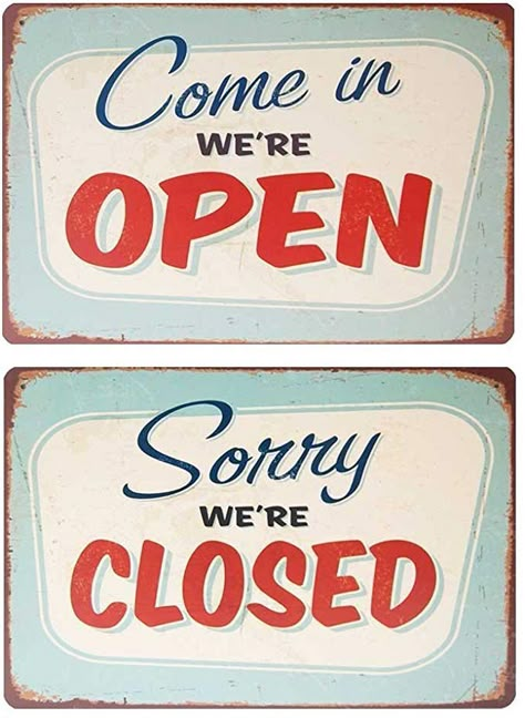 Decor For Coffee Bar, Garage Pub, Sorry We Are Closed, Pub Restaurant, Retro Tin Signs, We Are Closed, We're Open, Pub Decor, Open Signs