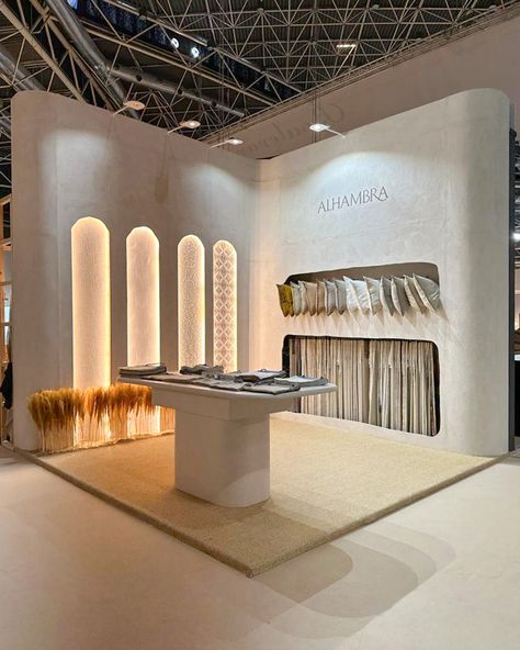 Visit us at Home Textiles Premium by Textilhogar fair in Valencia, we are on Level 3, Hall 1, Stand C72. We are looking forward welcoming you! Feria Valencia Feria HomeTextilesPremium by TextilHogar Natural coating: @ecoclay Table: cimentstudio #alhambrafabrics #hometextilespremium #hometextil #exhibition #fabrics #textiles #textiledesign #editortextil #decoracion Fabric Exhibition Display, Interior Design Showroom Ideas, Textile Shop Interior Design, Fair Stand Ideas, Carpet Exhibition, Furniture Showroom Design, Curtain Showroom, Textile Showroom, Fair Stand Design