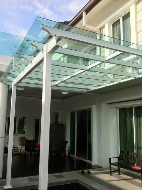 Glass Roof Design, Glass Roof Extension, Glass Awning, Skylight Glass, Canopy Glass, House Awnings, Canopy Roof, Skylight Design, Roofing Design