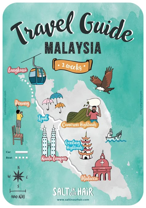 Malaysia Travel Guide - Ultimate 2-week Travel Itinerary Travel To Malaysia, Penang Malaysia Georgetown, Kuala Lumpur Itinerary, Malaysia Illustration, Malasia Malaysia, Georgetown Malaysia, Cameron Highlands Malaysia, Malaysia Itinerary, Malaysia Penang