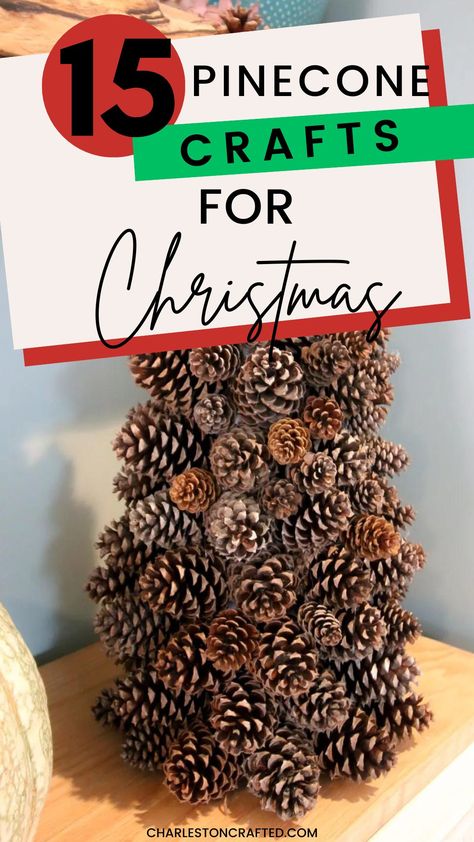 15 pinecone crafts for christmas Pine Cone Christmas Trees Diy, How To Make A Pine Cone Christmas Tree, Pine Cone Diy Decoration Ideas, Pine Cone Display Ideas, Diy Pinecone Crafts Christmas, Pinecone Diy Christmas, Diy Pine Cone Christmas Decorations, Pine Cone Trees Christmas, What Can I Do With Pine Cones