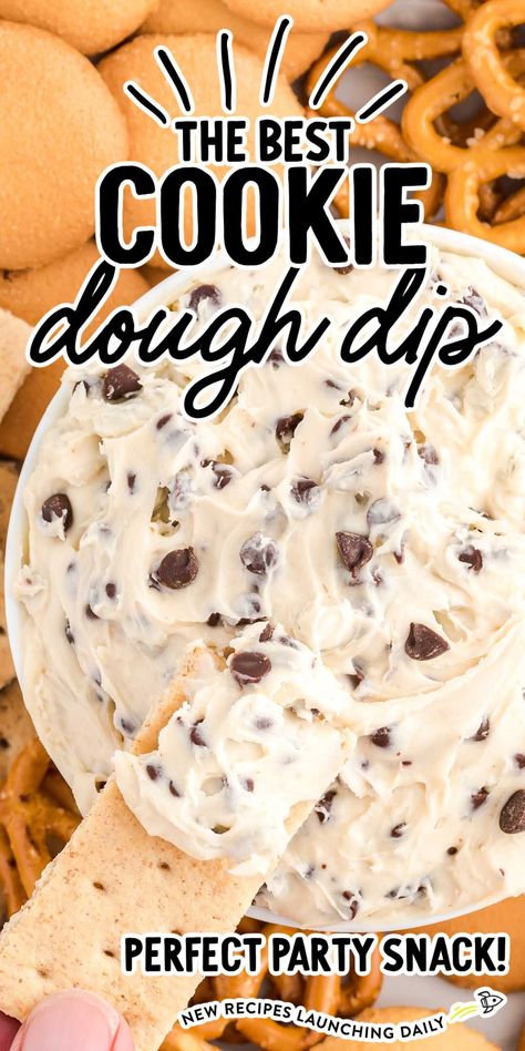 Cookie Dough Dip With Cream Cheese, Cookie Dough Dip Without Cream Cheese, Cookie Dough Cream Cheese, Birthday Party Snack Ideas, Dips Dessert, Cookie Dippers, Chocolate Chip Cookie Dough Dip, Cookie Dough Dip Recipe, Easy Dessert Dips