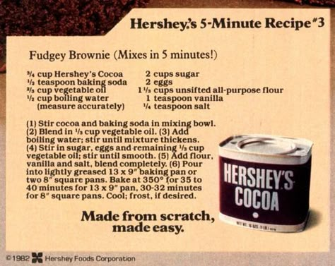 Hershey Brownies, Hershey Recipes, Cocoa Powder Recipes, Cocoa Brownies, Brownies Recipe Homemade, Hershey Cocoa, Cocoa Recipes, Powder Recipe, Best Brownies