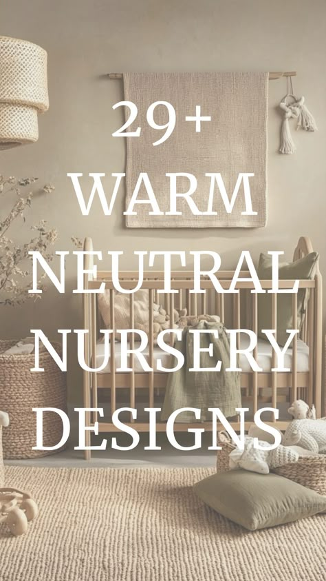 Neutral nursery room with natural wood crib, woven basket, and soft earthy tones, creating a cozy, organic, and inviting atmosphere perfect for a baby's room. Oak Nursery Ideas, Dark Sage Nursery, Gender Neutral Navy Nursery, Baby Girl Nursery Room Ideas Neutral, Gender Neutral Nursery With Accent Wall, Beige And Brown Nursery Ideas, Chocolate Nursery Ideas, Benjamin Moore Nursery Colors Neutral, Dark Wood Floor Nursery