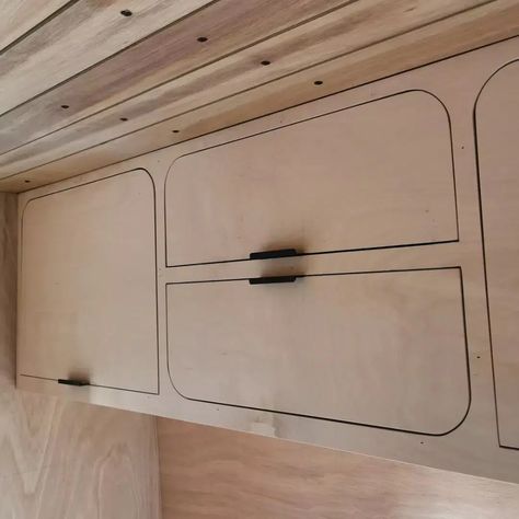 Van Cupboard Ideas, Van Life Cabinets, Van Cabinets Diy, Rv Cabinets Diy How To Build, Diy Van Conversion Ideas, Campervan Cupboards, Campervan Cabinets, Camper Walls, Camper Cabinets