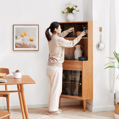 Marcu Corner Sideboard Corner Sideboard, Dining Sideboard, Point Of Purchase, Cherry Wood, Wood Colors, Sideboard, Dining Room, Shelves, House Design