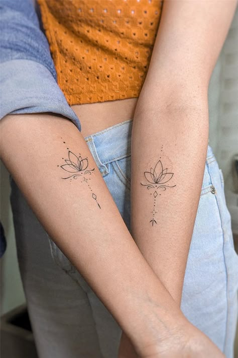 35 Small Tattoos With Meanings for Women - Flymeso Blog Minimalist Back Of Arm Tattoo, Boho Tattoos For Women, Lotus Tattoo Ideas For Women, Lotusblume Tattoo, Tato Minimal, Small Shoulder Tattoos, Boho Tattoos, Meaningful Tattoos For Women, Petite Tattoos