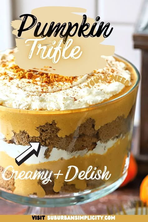 Pumpkin Trifle Desserts Spice Cake, Pumpkin Spice Cake Trifle, Spice Cake Pumpkin Trifle, Pumpkin Spice Trifle Recipes, Easy Pumpkin Cream Trifle, Pumpkin Cheesecake Trifle Recipe, Triffle Desserts Pumpkin, Pumpkin Pie Trifle Recipes, Pumpkin Pie Trifle Desserts