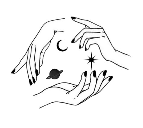 Witchy sister tattoo, sun tattoo, moon tattoo, star tattoo Moon Worship Tattoo, Hand With Moon Tattoo, Stars And Moon Hand Tattoo, Sun Moon And Stars Hand Tattoo, Sisters Of The Moon Tattoo, 3 Sisters Tattoos, Star Seed Tattoo, 3 Sisters Drawing, Witchy Sister Tattoos