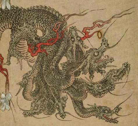 Yamata No Orochi, Japanese Myth, Japanese Mythology, Asian Dragon, Japanese Folklore, Japanese Artwork, Japanese Dragon, Japanese Tattoo Art, Eastern Art