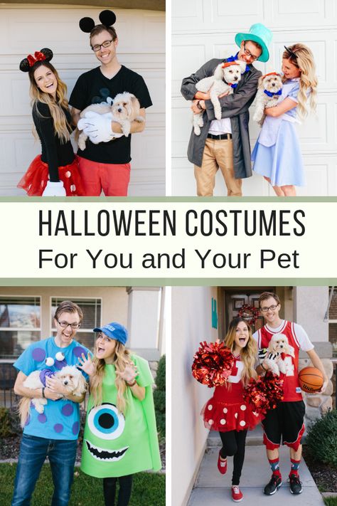 Cute Couple Halloween Costumes With Dog, 2 People And Dog Halloween Costumes, Matching Cat Costumes, Dog Parent Halloween Costume, Halloween Costumes With Cat And Owner, Halloween Costumes 2 People 2 Dogs, Halloween Couple With Dog, Couple Costume And Dog, Husband Wife And Dog Halloween Costume