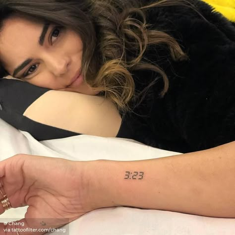 3:23 time tattoo for Kyra Santoro. Tattoos Over Time, Half Sleeve Tattoos Forearm, Kyra Santoro, Number Tattoos, Clock Tattoo Design, 4 Tattoo, Cute Tiny Tattoos, Clock Tattoo