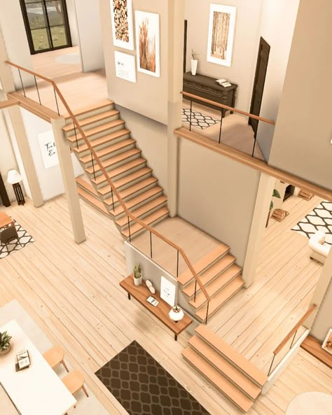 Sims 4 Loft, Sims 4 Modern House, Small Apartment Plans, Minecraft Kingdom, Sims 4 Houses Layout, Winter House Exterior, Bloxburg House Ideas Floor Plan, Fall Bloxburg, Sims Freeplay Houses