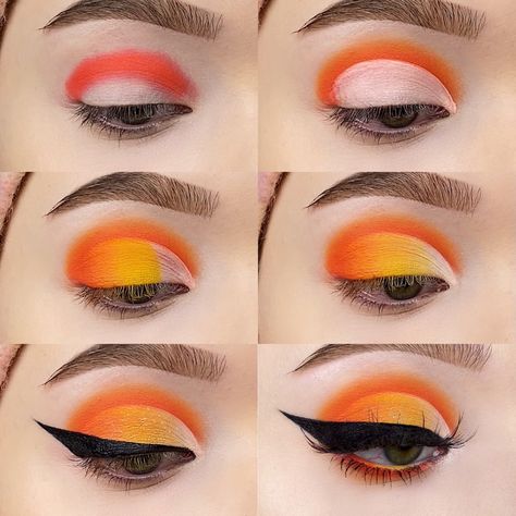 Mickey Makeup, Fall Makeup Ideas, Makeup Ideas Halloween, Halloween Eyeshadow, Thanksgiving Makeup, Holloween Makeup, Vampire Bride, Makeup Pictorial, Orange Makeup