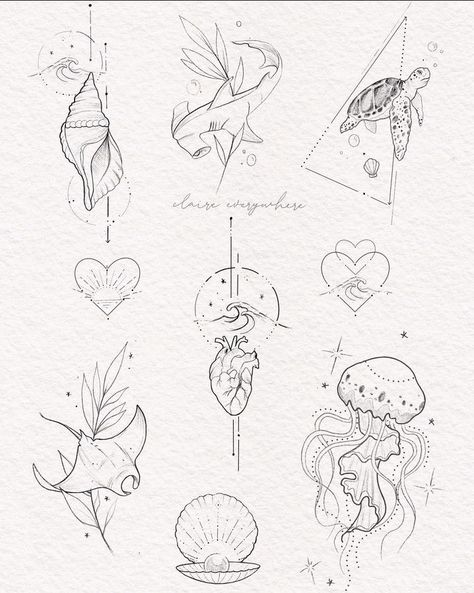 Tattoo Taurus, Collarbone Tattoo, Ocean Tattoo, Knife Tattoo, Sea Tattoo, Ocean Tattoos, Small Pretty Tattoos, Cute Little Tattoos, Mermaid Tattoos