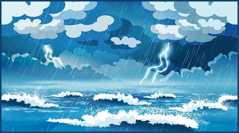 Storm at sea. Stylized vector illustration of an ocean during a storm #Sponsored , #PAID, #Sponsored, #sea, #ocean, #storm, #Stylized Weather The Storm Tattoo, Storm Superhero, The Storm Tattoo, Jonah Vbs, 6 Days Of Creation, Boat Video, Water Wars, Storm Tattoo, Storm Marvel