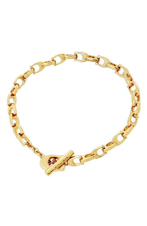 COACH C-Chain Bracelet available at #Nordstrom Coach Bracelets, Coach Pouch, Signature Bracelet, Everyday Bracelet, Coach Jewelry, Gold Link Bracelet, Link Bracelets, Womens Bracelets, Next Uk