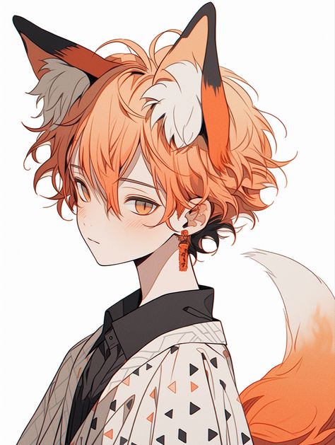 Fox Boy Pfp, Fox Human Hybrid, Fox Pfp, Anime Fox Boy, Guy Fox, Anime Puppy, Anime Red Hair, Anime Cat Boy, Fox Boy