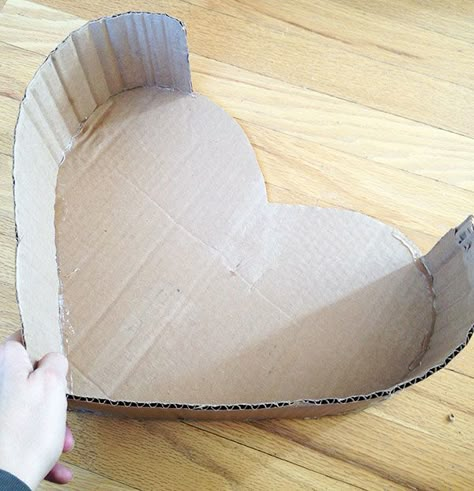 DIY Heart Shaped Valentine Box with Recycled Cardboard - 100 Directions Diy Valentines Heart Box, Heart Paper Box Diy, Heart Cardboard Crafts, Heart Shape Valentine Box Ideas, Heart Boxes Diy Crafts, Valentines Cardboard Crafts, Diy Heart Shaped Box Paper Crafts, Heart Shape Gift Box Diy, Heart Shape Box Ideas