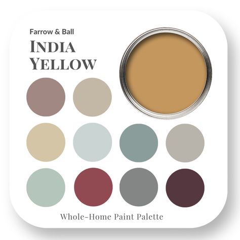 India Yellow - Perfect Colour Palette - Burlington, ON Yellow Farrow And Ball, Accent Paint Colors, Clacton On Sea, Accent Paint, Coastal Design Style, Reno Kitchen, Small House Living, Oval Room Blue, Mid Century Modern Colors