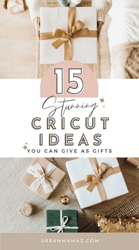 Looking for stunning Cricut ideas you can give as gifts? Check out this ultimate list of 15 mind blowing Cricut ideas for gifts. Personalized Gifts For Me, Cricut Maker Christmas Gifts, Holiday Cricut Projects Gift Ideas, Circuit Gifts For Mom, Thank You Cricut Gifts, Sweatshirt Gift Ideas, Cricut Gifts To Sell, Cricut Projects For Wedding Gifts, Cricket Christmas Gift Ideas