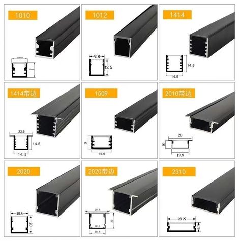 Extrusion Led Channel for strip light Aluminum led profile black Recessed mount surface led channel diffser Led Aluminum Profile, Strip Bar, Led Profile, Aluminium Profile, Electronics Basics, Black Cover, Strip Light, Led Strip Lighting, Led Strip