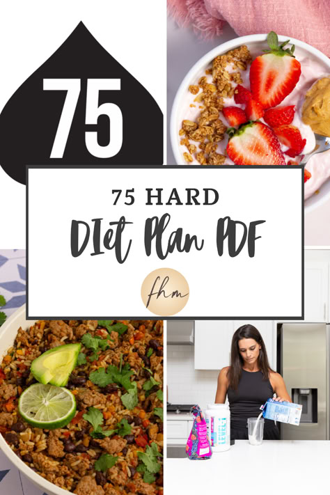 My 75 Hard diet plan with PDF download 75 Medium Diet, 75 Hard Challenge Diet Plan Ideas, Meals For 75 Hard, 75 Hard Diet Meal Plan, 75 Day Diet Plan, Meal Prep For 75 Hard, 75 Hard Lunch Ideas, 75 Soft Challenge Recipes, 75 Day Meal Plan