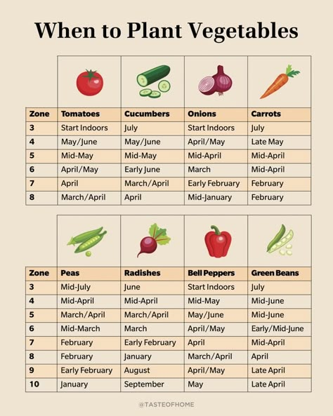 When to Plant The Most Popular Vegetables | Taste of Home Farmers Almanac 2023 Planting Guide, When To Plant Corn, When To Plant Cucumbers, When To Plant Potatoes, When To Plant Garden, Health Benefits Of Radishes, Vegetable Planting Calendar, Diy Backyard Projects, When To Plant Vegetables