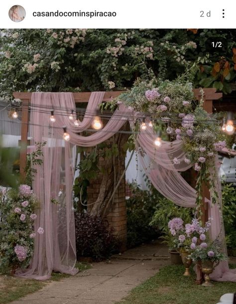 Wedding Arch Decorations, Enchanted Forest Quinceanera Theme, Drapery Wedding, Enchanted Forest Quinceanera, Sheer Backdrop, Decorations For Reception, Secret Garden Theme, Wedding Arch Draping, Arch Draping