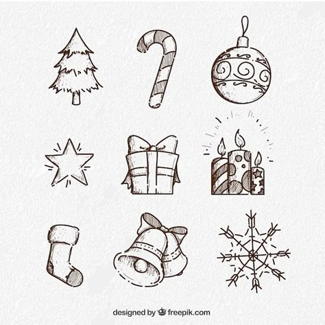 Vector sketchy collection of christmas e... | Premium Vector #Freepik #vector #christmas-drawings #christmas-sketch #christmas-handdrawn #jingle-bells Xmas Tattoo Design, Small Christmas Drawings Easy, Small Christmas Designs, Subtle Christmas Tattoo, December Flash Tattoo, Cute Christmas Tattoos, Tiny Christmas Tattoo, Christmas Flash Tattoo Sheet, Christmas Tattoo Flash Sheet