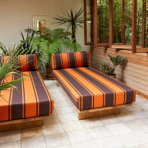 HKliving - Teak Outdoor Daybed | Connox Outdoor Benches, Dutch House, Hk Living, Wooden Poles, Outdoor Daybed, Urban Setting, Teak Outdoor, Garden Sofa, Natural Landscape