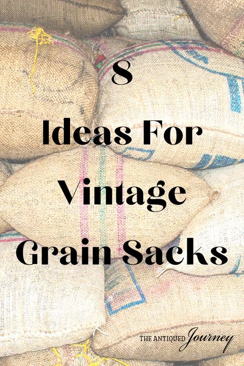 Hessian Sack Ideas, Rice Sack Upcycle, Burlap Feed Bags Repurposed, Vintage Feed Sacks Ideas, Feed Sack Crafts, Grain Bags Repurposed, Flour Sack Projects, Potato Sack Decor, Burlap Bags Ideas Projects Diy Crafts