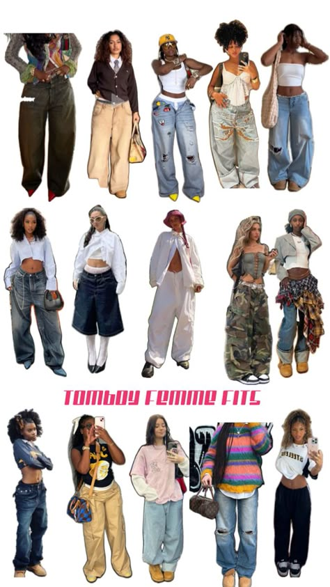 #streetwear#tomboy#femme#outfitinspo#streetwearlookbook Tomboy Outfits Winter, Tomgirl Outfit, Femme Style Outfits, Tomboy Outfits Summer, Thrift Fits, Streetwear Lookbook, Outfit Mood Board, Tomboy Femme, Lesbian Fashion