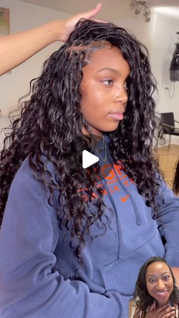 VoiceOfHair ®️ on Instagram: "Braids with only human hair hit different🔥⁣ ⁣ These smedium boho braids by @braidsbychinia turned out so bomb💣  She cut the Ibiza Loose Wave human hair from 3.5 bundles and used them for her client’s whole head😍⁣ They turned out so beautifully and she can keep them for 2 months🙌🏾 ⁣ Would you try this?✨ #voiceofhair ⁣ ⁣ #ncbraider #goddessbraids #bohobraids #knotlessbraids #boraborabraids #microbraids #protectivestyles #vacationhair" Braid Styles With Human Hair, Boho Braids With Synthetic Hair, Deep Wave Braided Hairstyles, French Wave Braids, Boho Braids Loose Wave, Loose Wave Braids, Side Part Boho Knotless Braids, Boho Human Hair Braids, Full Boho Knotless Braids Human Hair