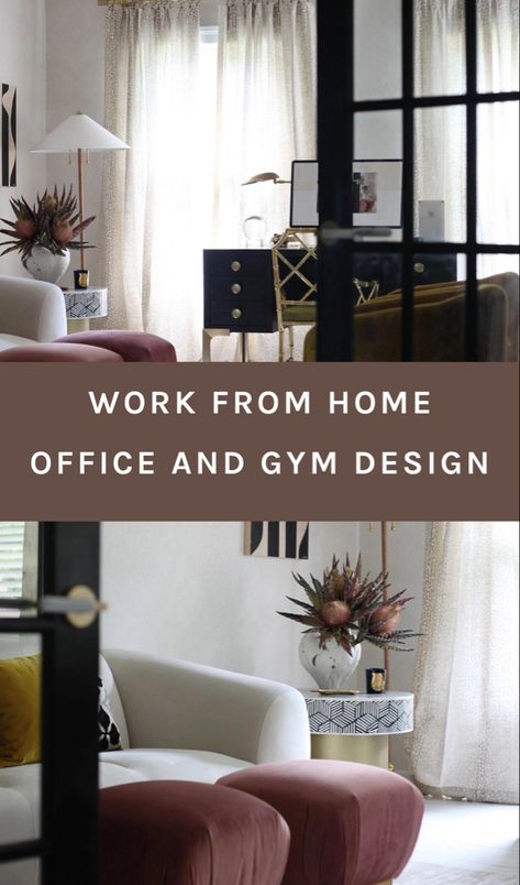 Work from home office and gym design Office With Peloton Bike, Home Gym Office Combo Small Spaces, Small Home Gym Office Combo, Home Work Out Aesthetic, Workout Office Room Ideas, Gym Office Design, Fun Home Office Design, Workout And Office Room Ideas, Office Yoga Room Combo